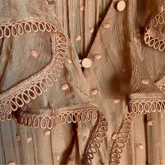 ZIMMERMANN Tulsi Dot Frill Tan Camel Ruffled Midi Dress - Picture 10 of 13